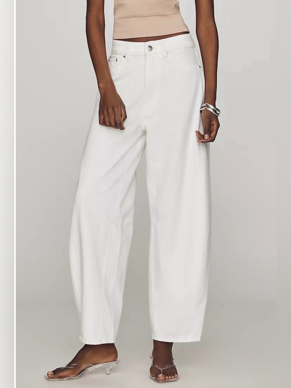 Dl1961 Womens  High-Rise Vintage Miro Barrel Leg Jean Ankle, White Size 26 EUC